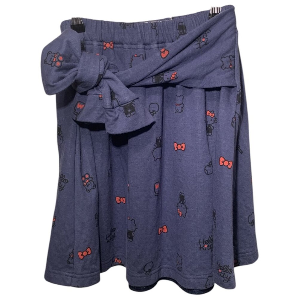 RARE Sanrio Hello Kitty Japan Lined Blue Cozy Skirt Waistband Sweater Wrap